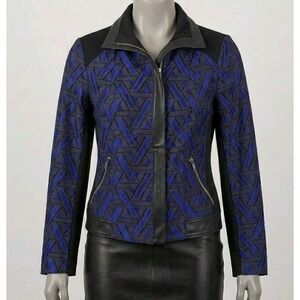 I.N.C International Concepts Metallic Blue Open Lace Jacket Medium Moto Edgy
